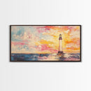 Nautical Seascapes Oil Painting Print, Nautical Landscape Painting, Beach Art, Light House Painting, Sunrise Oil Painting Print
