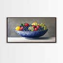 Still Life Oil Painting Print of Fruit in a Bowl, Framed Canvas Print, Victorian Oil Painting Still Life, Kitchen Wall Art, Kitchen Decor