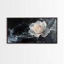Abstract Oil Painting Print of a White Rose, Framed Canvas Print, Centerpiece Wall Art, Accent Piece Art, Floral Print, Flower Painting Wall Art