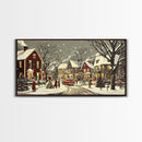 1950s Christmas Village Oil Painting on Canvas Print, Christmas home Decor, Christmas Painting, Christmas Wall Art
