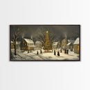 Winter Street Scene - Victorian Christmas Village Oil Painting Print - Ready To hang Christmas Art - Christmas Wall Art - Cozy Christmas Print