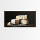 Still Life of Bleu Cheese - Frame Canvas Print - Kitsch Home Decor - Eclectic Kitchen Wall Art - Funny Kitchen Art - Cheese Painting - Cheese Art