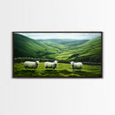 Scottish Highlands Canvas Print | Scottish Farmhouse Wall Art | Painting of Sheep in Scotland | Scotland Landscape Oil Painting