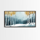 Birch Tree Forest in Winter Framed Canvas Print Ready To Hang Wall Decor, Winter Art, Winter Decor, Birch Painting, Aspen Trees Forest Art