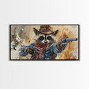 Rootin' Tootin' Cowboy Shootin' Wildwest Cowboy Raccoon Canvas Print - Racoon Painting - Cowboy Raccoon