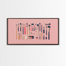 Makeup Brushes Framed Canvas Print - Makeup Wall Art - Preppy Dorm Room Decor