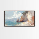Whimsical Home Decor, Framed Canvas Print, Ireland Painting, Light and Airy Home Decor, Light Art, Nautical Seascape Landscape Painting