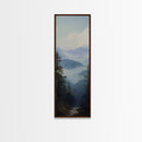 Misty Mountain Fog Framed Canvas Print Peaceful Nature Landscape Painting, Smoky Mountain Art, Above Bed Wall Art, Blue and Green Wall Art, Guest Room Art