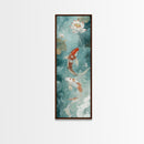 Wabi Sabi Koi Fish Framed Canvas Print, Koi Fish Painting, Elegant Art, Tall Art, Narrow Art, Accent Piece, Japanese Style Art