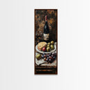 Framed Canvas Print Wine Cheese Fruit Kitchen Painting Rustic Wall Art Farmhouse Decor Food Review Kitchen Art