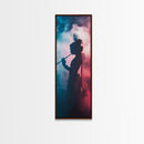 Radha Krishna Painting Print, Framed Canvas Print, Krishna Wall Art, Tall Vertical Art, Skinny Art, Indial Art, Krishna Painting