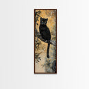 Framed Canvas Print of Black Panther on Tree Branch, Fall Animal Art, Boho Decor, Rustic Nature Art, Tall Skinny Wall Art, Living Room Piece