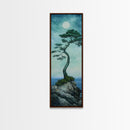 Framed Canvas Print Nautical Decor Moon Oil Painting Calm Blue Tones Above Bed Wall Art Nautical Art Coastal Decor Bedroom Wall Accent
