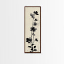 Framed Canvas Print Cherry Blossom Painting Black and White Floral Art, Wabi Sabi Decor, Japanese-Inspired Wall Art, Skinny Canvas Gift