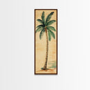 Framed Canvas Print Tall Skinny Palm Tree Art Nautical Coastal Decor, Beach-Inspired Tropical Wall Art, Guest Room Art, Gift Idea Her