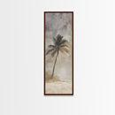 Framed Canvas Print Moody Palm Tree Painting, Coastal Landscape Art, Wabi Sabi Art, Above Sofa Wall Decor, Rustic Beach Scene Print