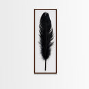 Black Feather Wall Art, Black Feather Painting Canvas Print, Boho Minimalist Home Decor, Feather Art, Tall Narrow Art, Skinny Art