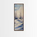 Winter Birch Tree Painting - Elegant Framed Canvas Print with Snowy Forest Scene in Minimalist Style for Nature Wall Art