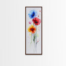 Bold Watercolor Poppy Art - Framed Canvas Print Showcasing Vibrant Flower Composition in Artistic Minimalist Style