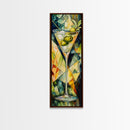 Vibrant Geometric Martini Glass, Abstract Cocktail Art, Mosaic Wall Art Canvas Print, Modern Bar Decor, Martini Wall Art