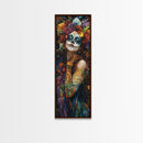 Chicano Art, Day Of The Dead Wall Art Print, Canvas Print, Mexicano Wall Art, Tall Skinny Narrow Wall Art, Mexican Art