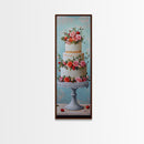 Wedding Decor Painting Print of a Wedding Cake - Framed Canvas Print - Wedding Decorations - Wedding Art - Tall Skinny Wall Art - Narrow Art