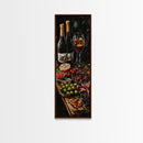 Still Life Oil Painting Print of Wine and Fruits - Kitchen Wall Art - Kitchen Decor - Kitchen Accent Piece - Oil Painting - Narrow Wall Art - Tall Skinny Art