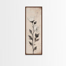 Sketch of a Flower Canvas Print, Wood Framed Wall Art, Flower Painting, Flower Decor, Floral Botanical Wall Art, Flower Print Narrow Art