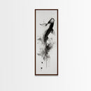 Tall Skinny Koi Fish Painting Print, Black and White Wabi Sabi Wall Art, Koi Fish Wall Decor, Japanese Style Elegant Artwork, Narrow Wall Art
