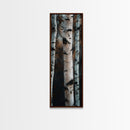 Birch Tree Forest Framed Canvas Print Rustic Wabi Sabi Woodland Art Minimalist Bedroom or Living Room Fall Wall Art Decor