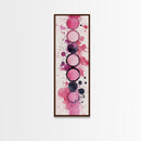 Makeup Palette Canvas Print, modern pink abstract art with splatter design, bold vertical wall art, unique wabi sabi minimalist print.