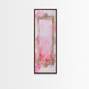 Ornate Frame Canvas Print, art nouveau-inspired pink framed decor with a touch of wabi sabi, classic vertical wall art for elegant spaces.