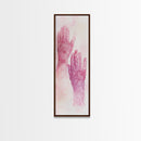 Intricate Henna Hands Painting Framed Canvas Print Featuring Unique Pink Wall Art with Subtle Geometric Design Therapy Art Theme