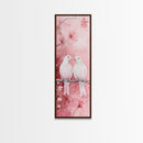 Lovebirds Canvas Print Cherry Blossom Pink Art Romantic Wall Decor Feminine Aesthetic Whimsical Gift Idea Bedroom Art