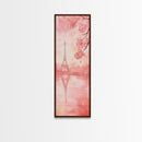 Eiffel Tower Reflection Pink Cherry Blossom Canvas Print Paris Wall Art Romantic Landscape Long Narrow Above Bed Vertical Art