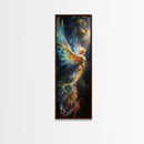Ethereal Golden Angel Framed Canvas Print with Starlit Background, Angel Art Prints, Boho Art, Bedroom Art, Living Room Art, Vertical Wall Art