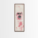 Retro Pink Camera Canvas Print Whimsical Wall Art Photography Lover Gift Living Room Art Vertical Pink Abstract Minimalist
