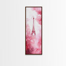 Eiffel Tower Painting Framed Canvas Print Romantic Parisian Wall Art Light Pink Decor Vertical Artwork Whimsical Home Accent Art