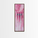 Glossy Pink Lipstick Trio Framed Canvas Print in Minimalist Vertical Wall Art for Fashion and Makeup Room Décor