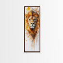 Majestic Lion Portrait Framed Canvas Print Featuring Bold African Art Style, Perfect for Rustic or Wildlife-Inspired Interiors