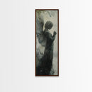 Watercolor Angel Canvas Print with Elegant Moody Design, Dark Angels Wall Art Gift Idea, Vertical Bedroom Zen Art Piece