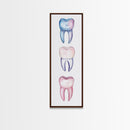 Whimsical Rainbow Teeth Canvas Print, Dentist Office Vertical Wall Art, Vibrant Dental Art Print for Gift Ideas