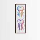 Watercolor Teeth Canvas Print, Dentist Office Vertical Wall Art, Vibrant Dental Art Print for Gift Ideas