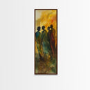 Golden Silhouettes Framed Canvas Print African Inspired Art Sunset Hues Moody Abstract Living Room Wall Art Fall Home Decor