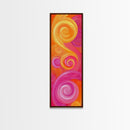 Bright Pink Orange Abstract Swirls Canvas Print, Vertical Skinny Art, Pink Orange Dorm Wall Art, Minimalist Artistic Decor