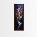 Vibrant Floral Explosion Canvas Print with Boho Artistic Style, Vertical Wall Art Gift Idea with Nature-Inspired Colors