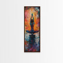 Yoga Art Framed Canvas Print Meditation Decor Zen Wall Art Vibrant Painting Vertical Art for Bedroom or Yoga Room