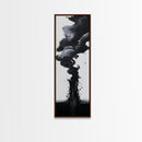 Smoke Abstract Art Canvas Print Black White Contemporary Modern Home Decor Moody Wall Art Vertical Long Narrow Artwork