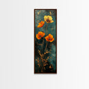 Elegant Poppy Bouquet Framed Canvas Print | California Poppy Art | Botanical Prints | Vertical Art | Rustic Wall Art | Fall Decor