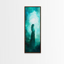Moonlit Goddess Canvas Print Featuring Moody Woman Painting, Afrocentric Wall Art, And Above Bed Wall Art With Blue Green Hues